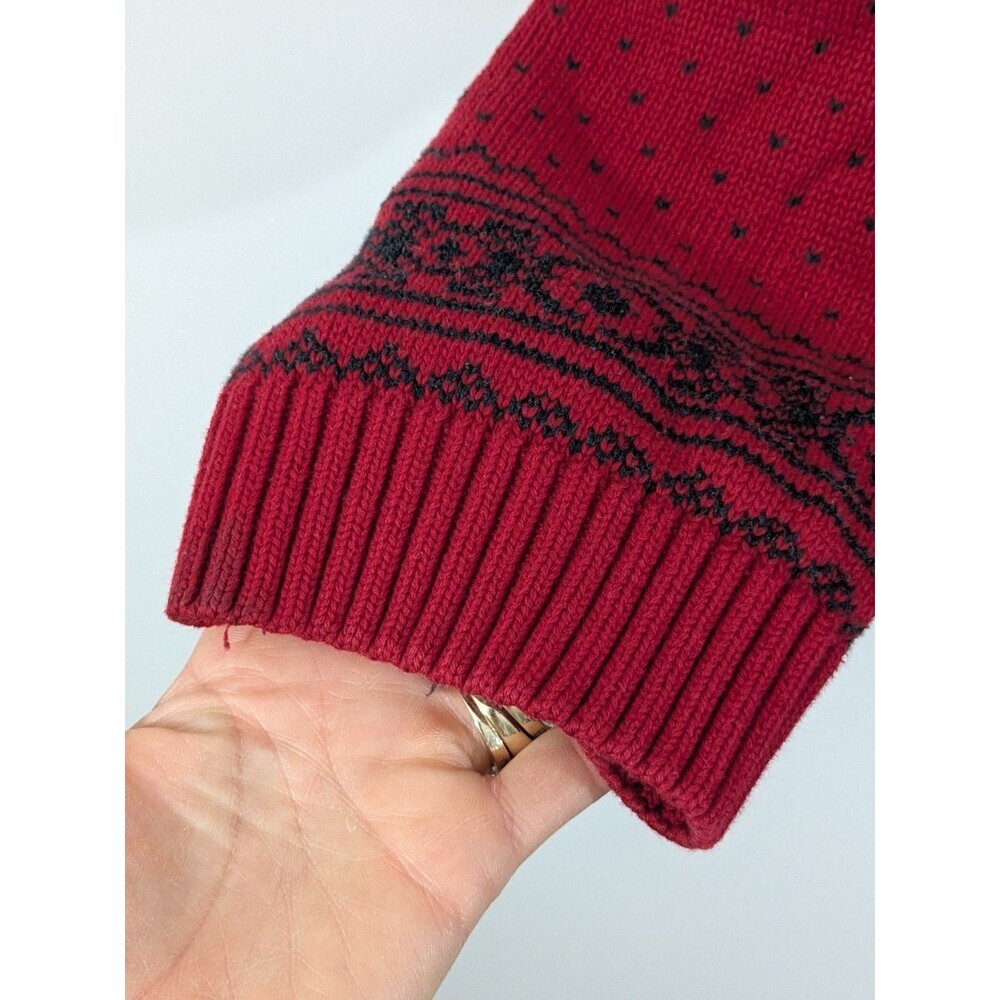 Chaps Sweater Mens 4XB Red Nordic Birdseye 100% Cotton 1/4 Zip Knit Preppy - Picture 6 of 8